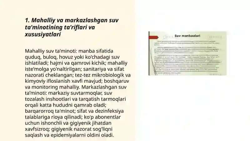 Mahalliy va Markazlashgan Suv Ta'minoti 3