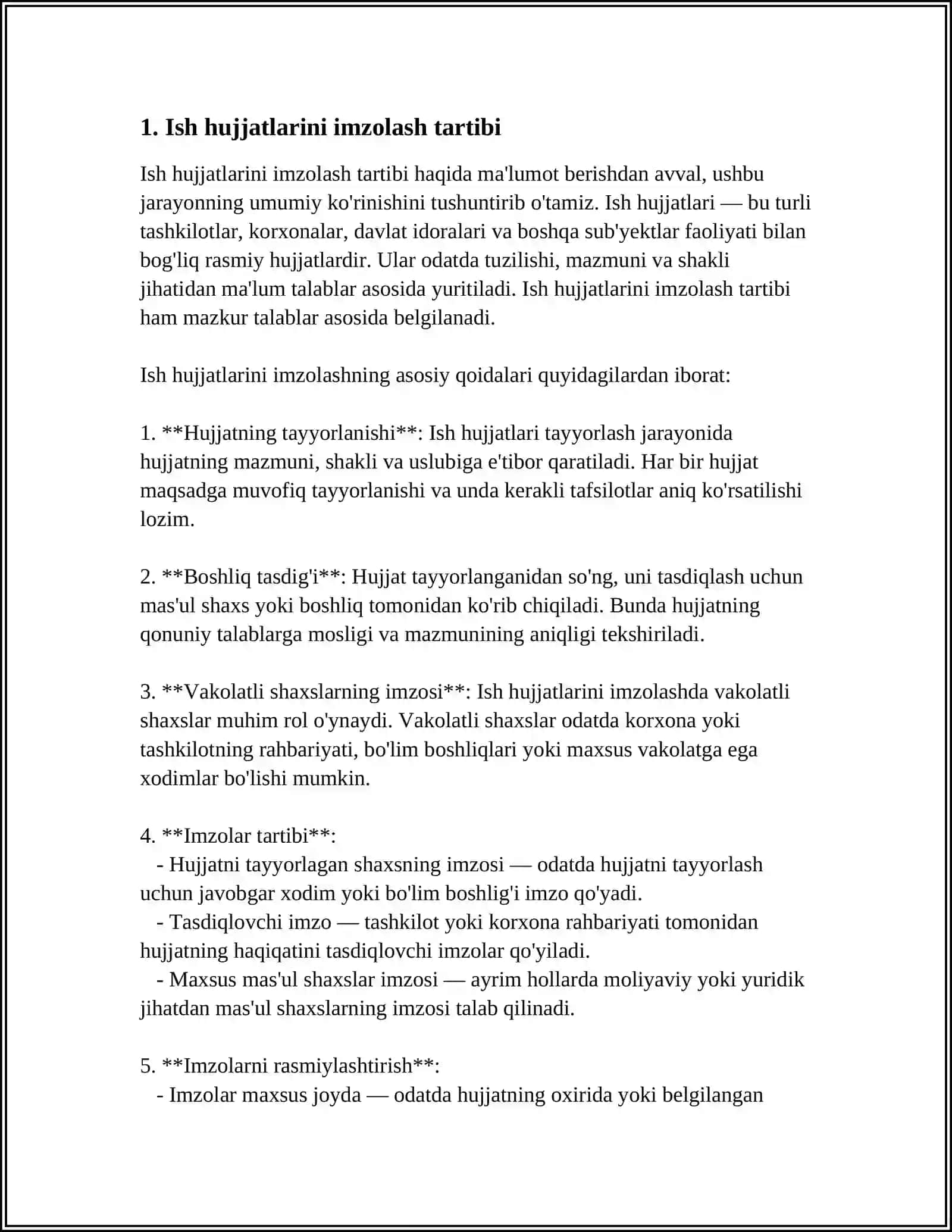 ISH XATLARINI MUVOFIQLASHTIRISH VA IMZOLASH QOIDALARI 3