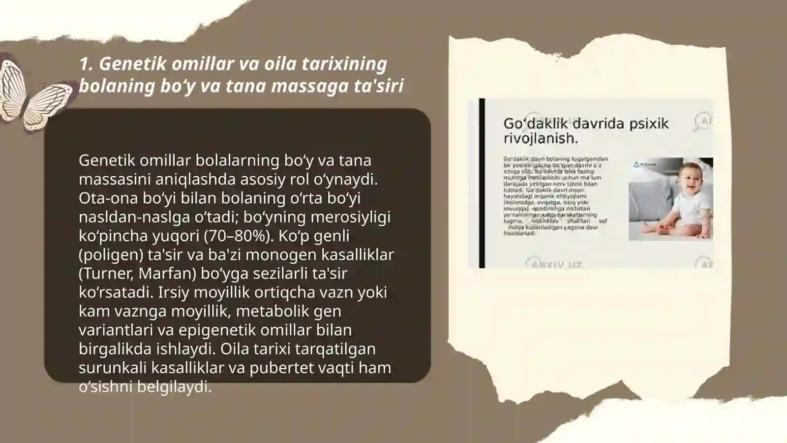 Bolalarning o'sishini belgilovchi omillar (genetik, atrof-muhit, endokrin va asab tizimining roli) 3