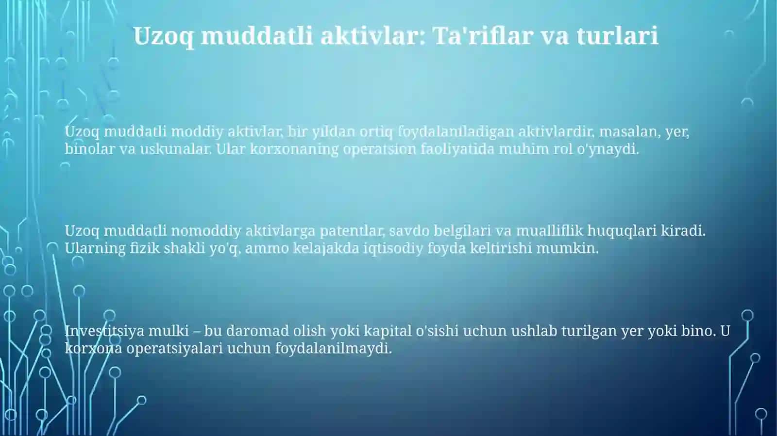 Uzoq muddatli aktivlarni hisobga olish asoslari 3