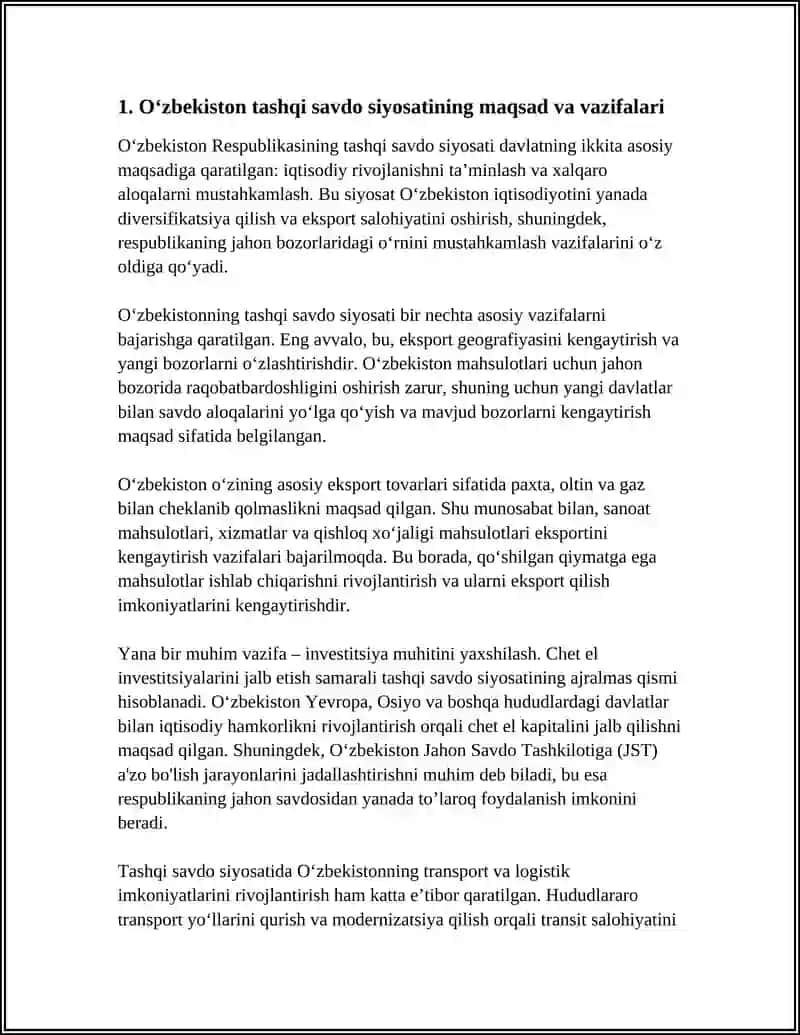 O’ZBEKISTON RESPUBLIKASINING TASHQI SAVDO SIYOSATI 3