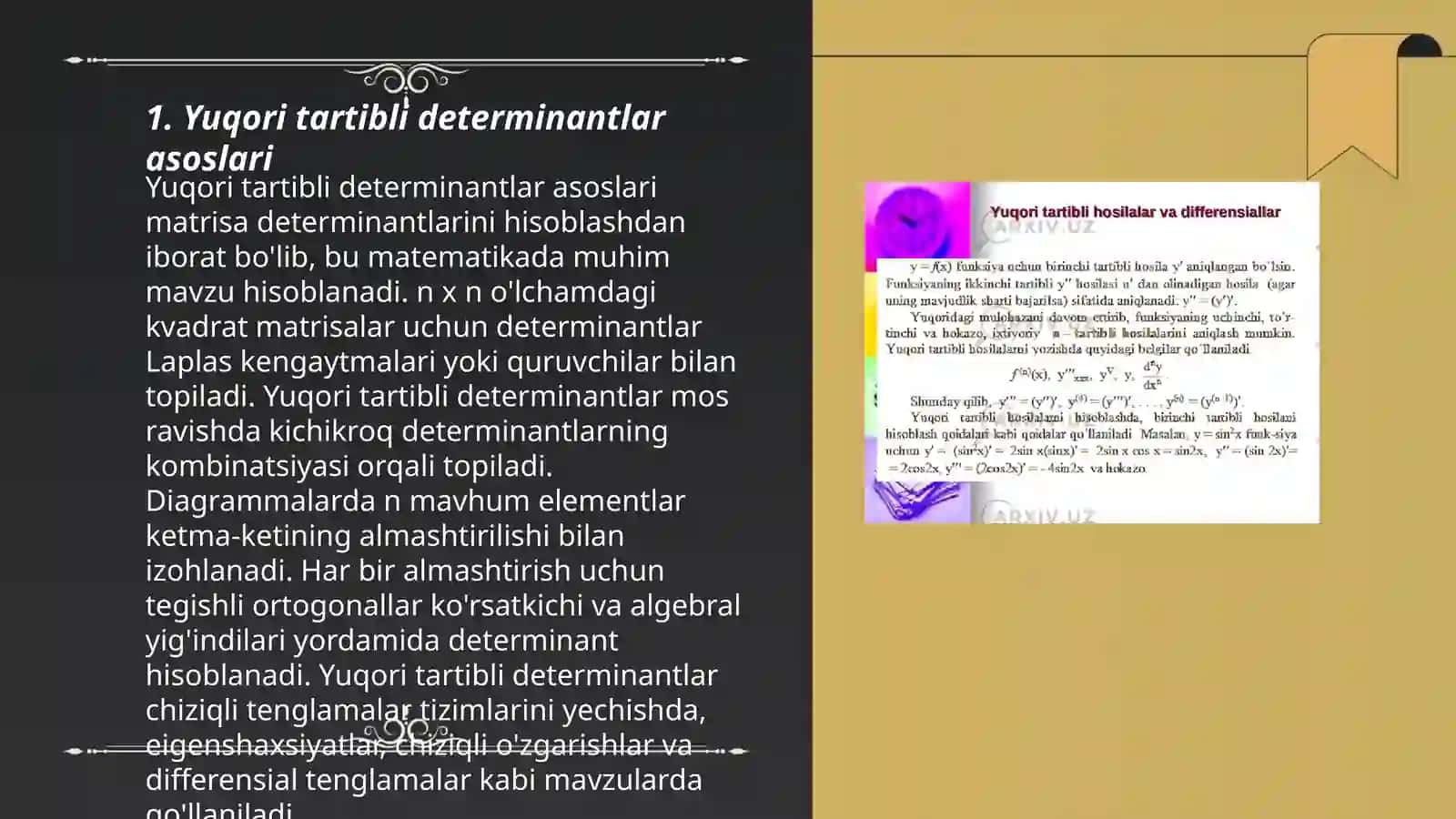Yuqori tartibli determinantlar asoslari 3