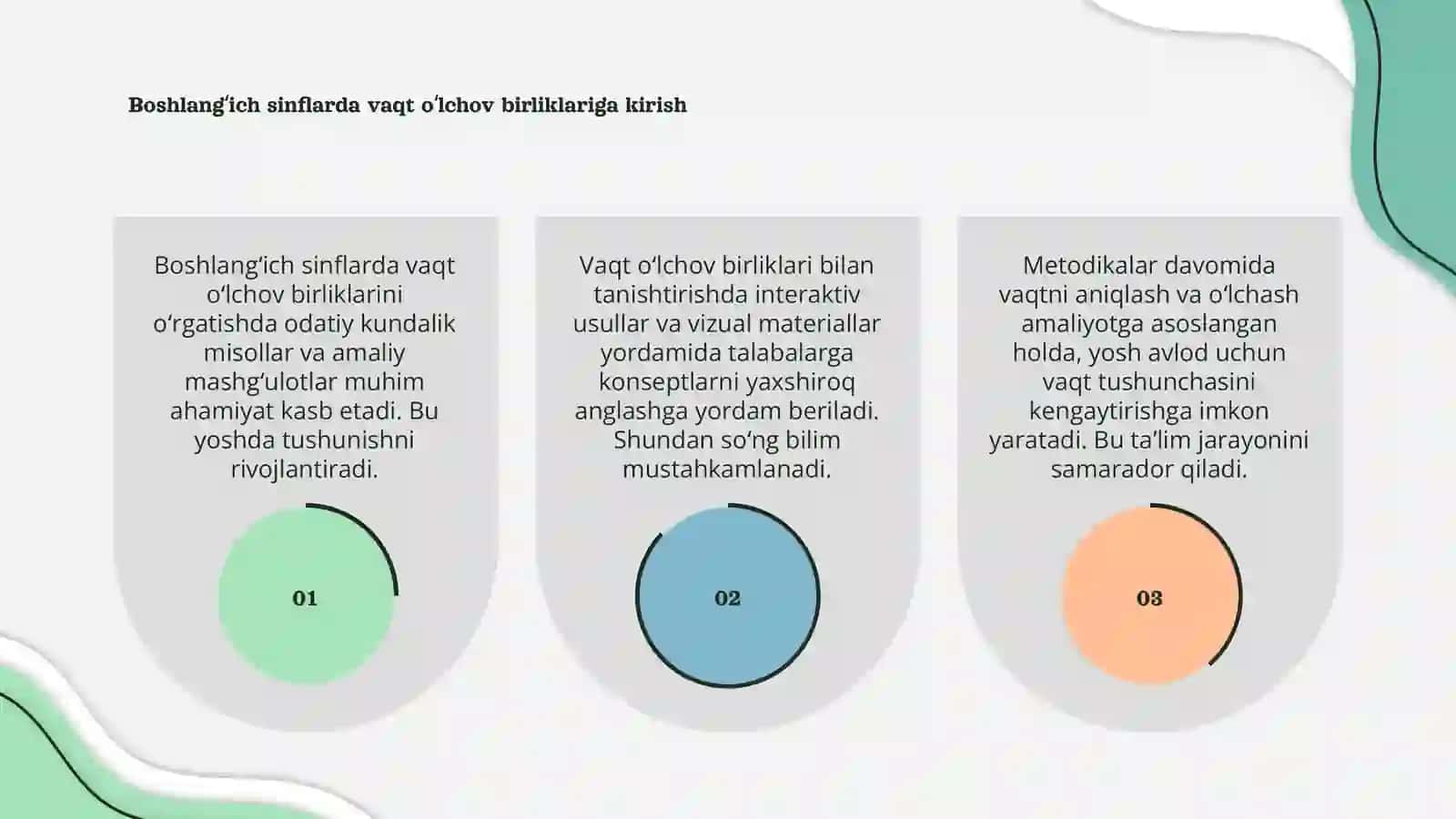Boshlangʻich sinflarda vaqt oʻlchov birliklarini oʻrgatish metodikasi 3