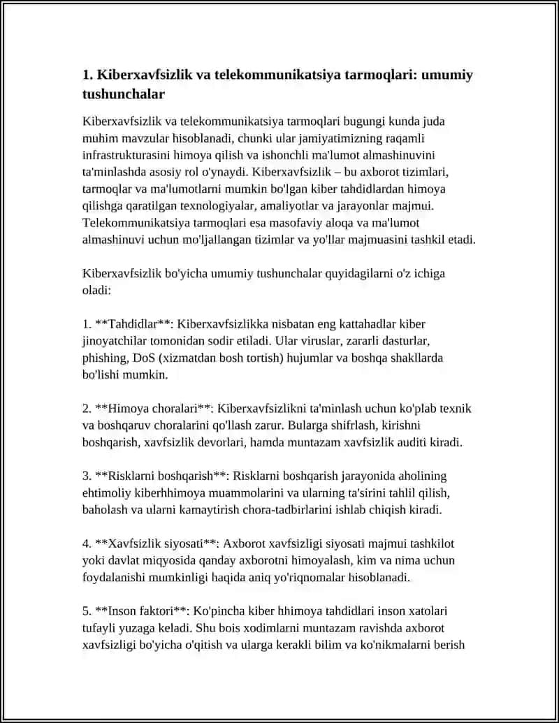 KIBERXAVFSIZLIK TELEKAMUNIKATSIYA TARMOQLARI 3