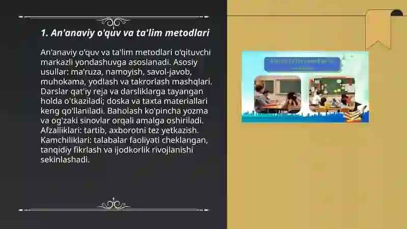 An'anaviy o'quv va ta'lim metodlari 3