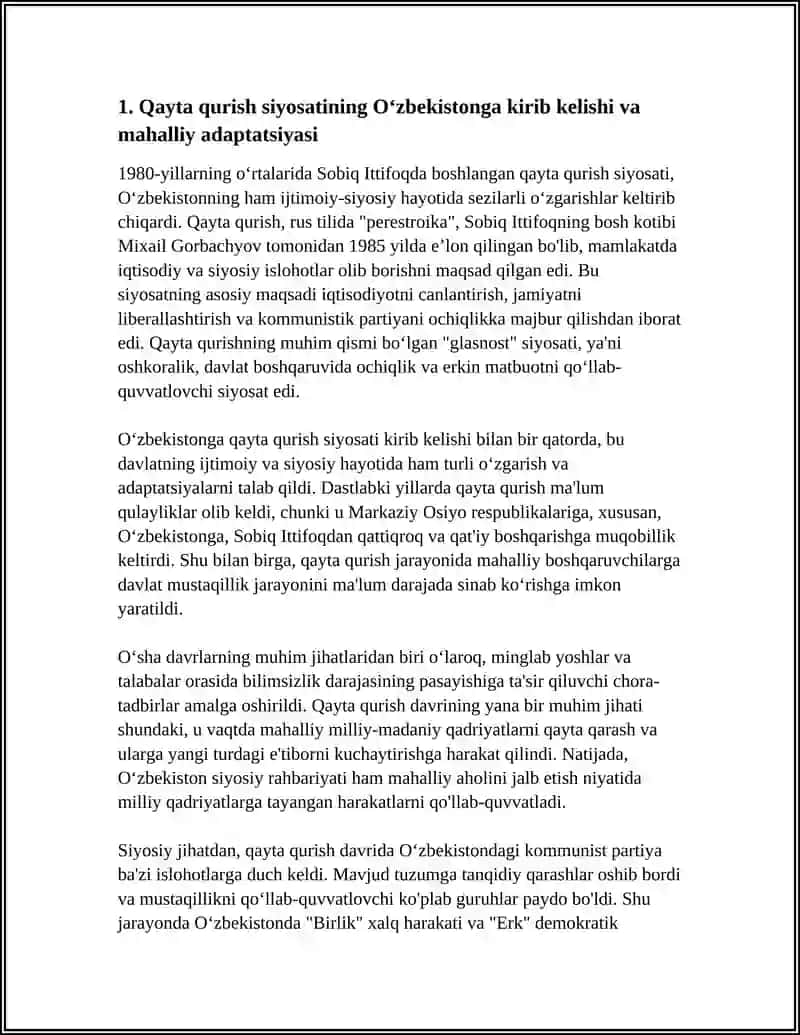 Qayta qurish yillarida Oʻzbekistondagi Ichtimoiy Siyosiy Vaziyat 3