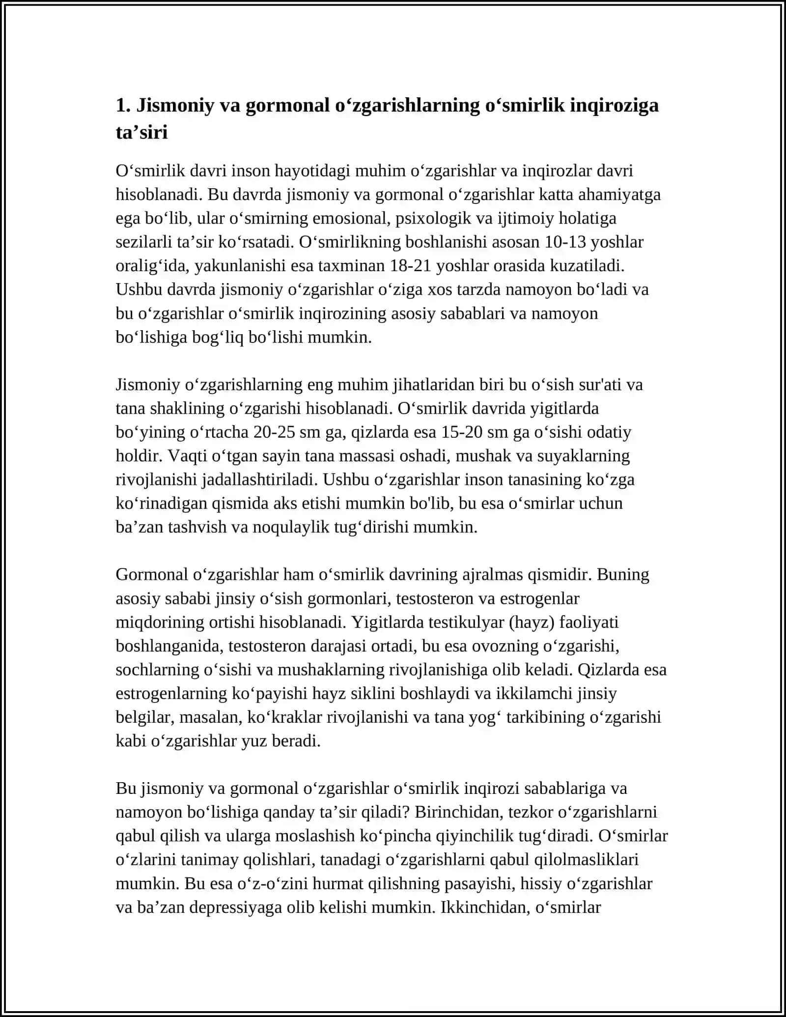 OʻSMIRLIK DAVRI KRIZISI, SABABLARI VA NAMOYON BOʻLISHI 3