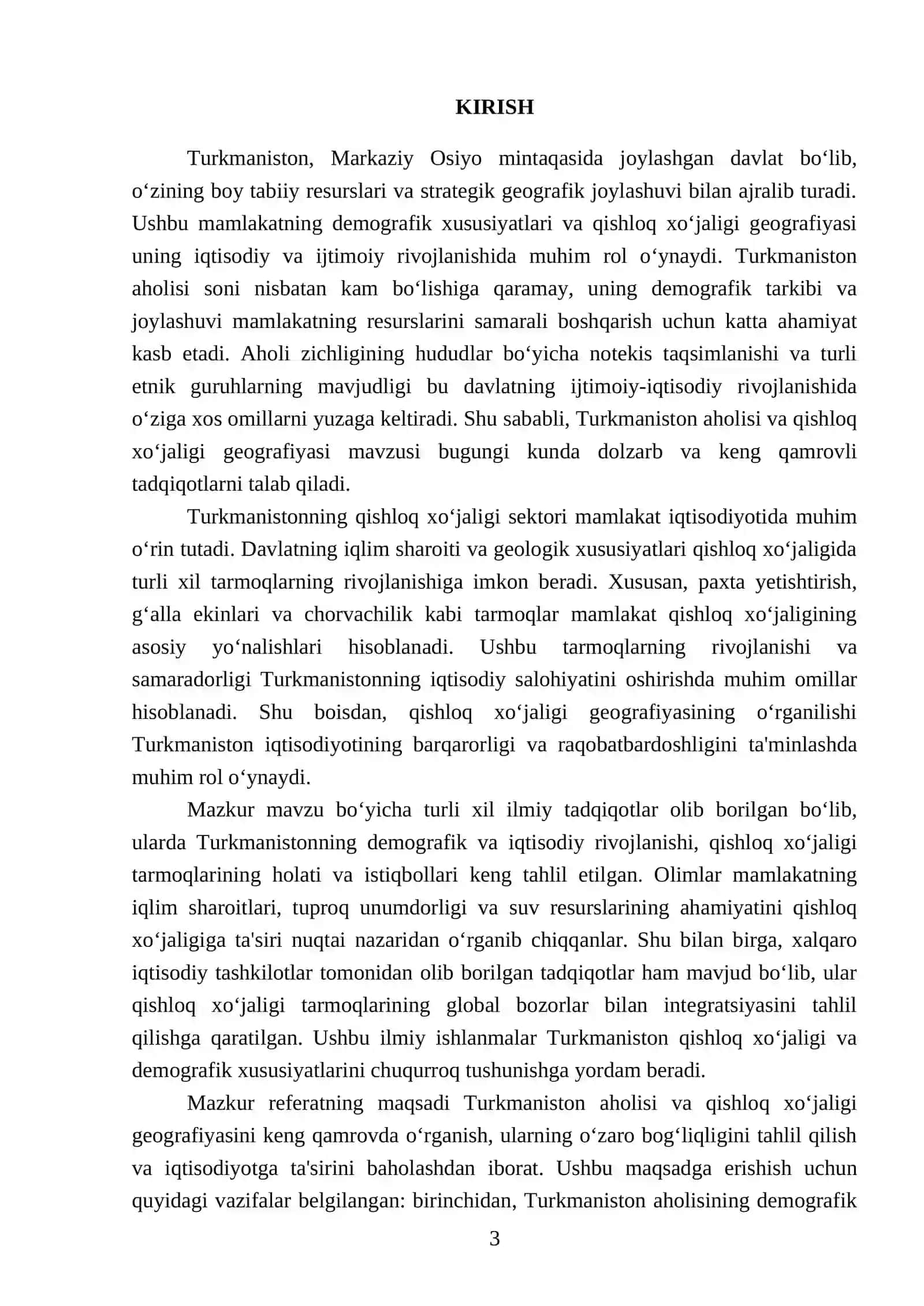 Turkmaniston aholisi va qishloq xoʻjaligi geografiyasi 3