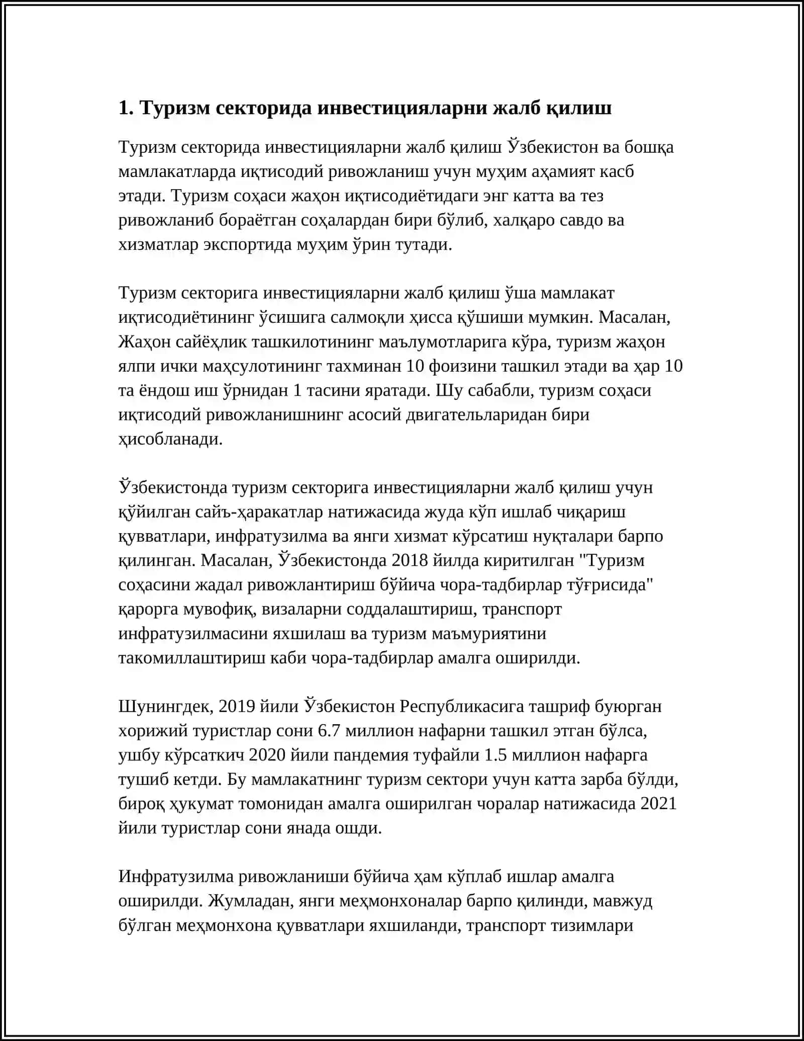 УЗБЕКИСТОНДА ТУРИЗМНИ РИВОЖЛАНТИРИШ ВА УНИНГ ИСТИКБОЛЛАРИ 3