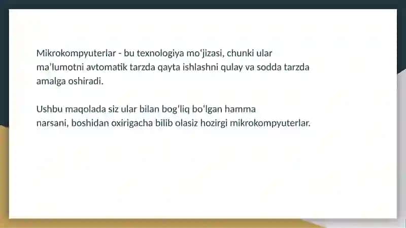 KOMPYUTERNING TEXNIK TA’MINOTI.KOMPYUTER TIZIMLARI 3