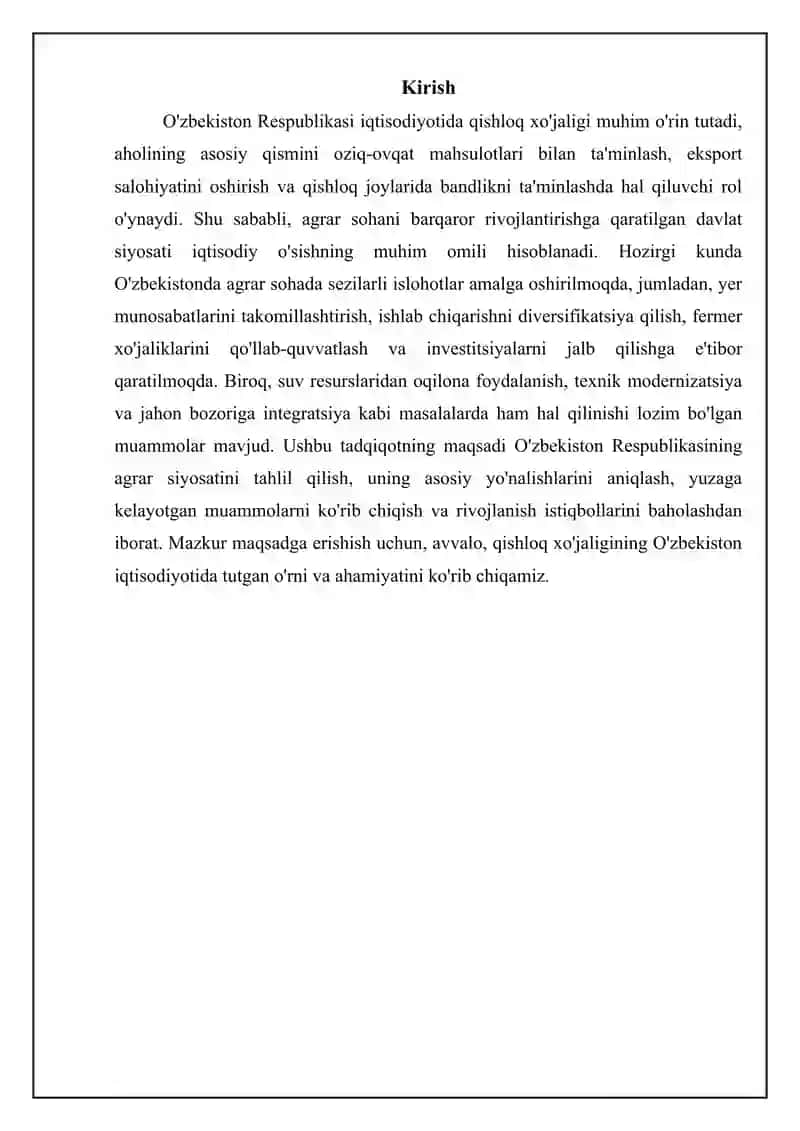 O'zbekiston agrar siyosati va uning asosiy yo'nalishlari 3