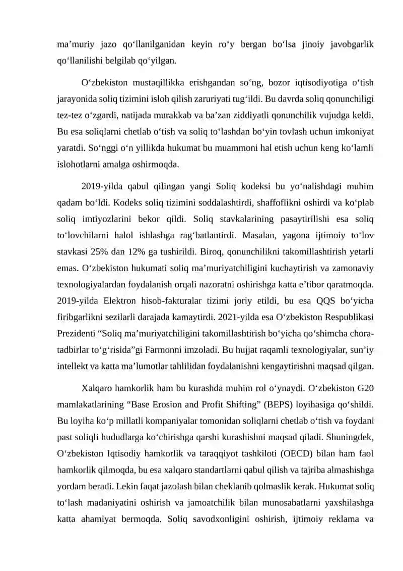 Soliqlar Yoki Yig‘imlarni To‘lashdan Bo‘yin To‘vlash Jinoiyatining Jinoiy-Huquqiy Tavsifi 3