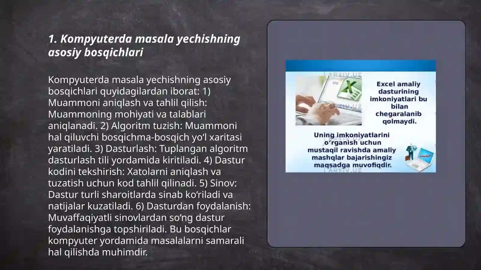 Kampyuterda masala yechishning asosiy bosqichlari 3