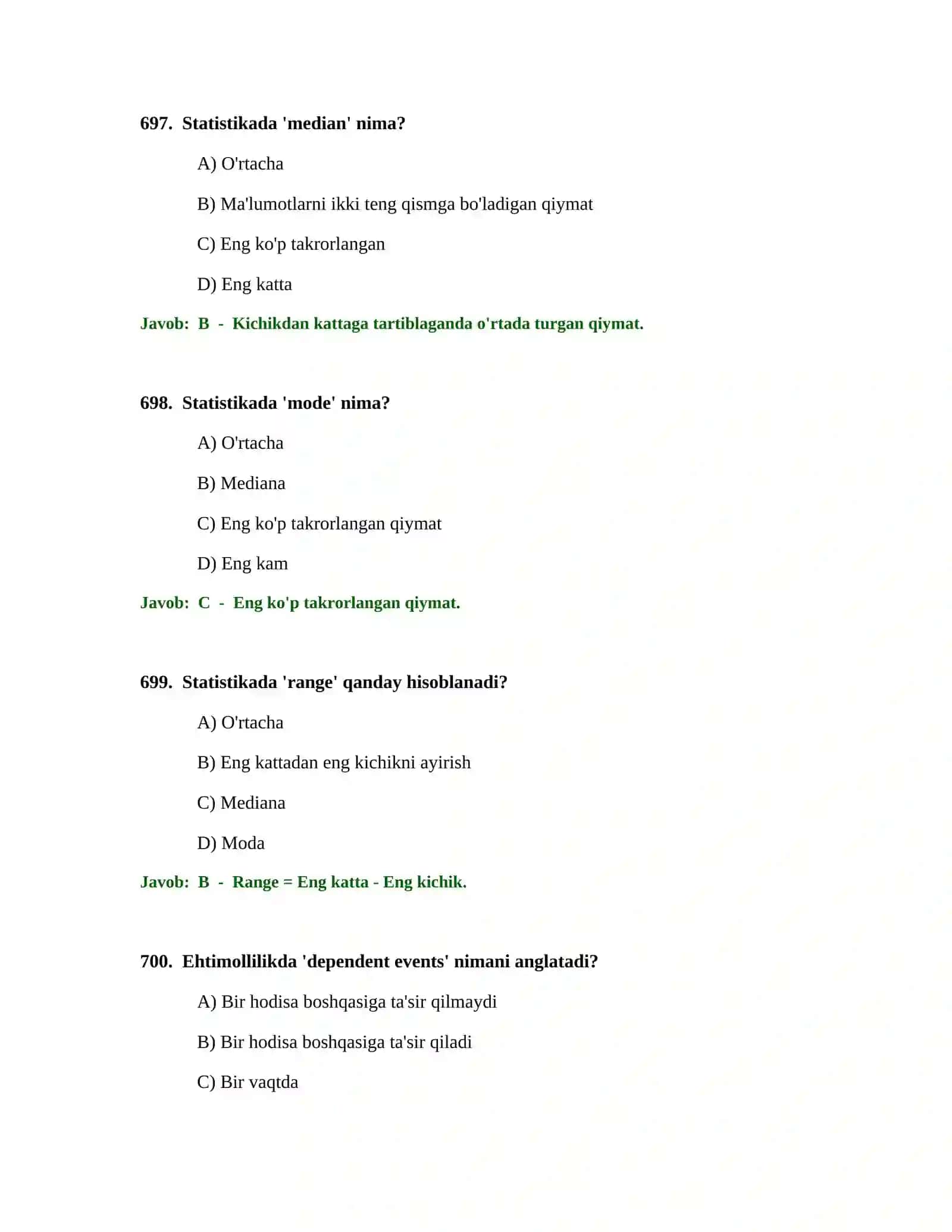 BOSHLANG'ICH TA'LIM O'QITUVCHISI TEST SINOVLARI 3