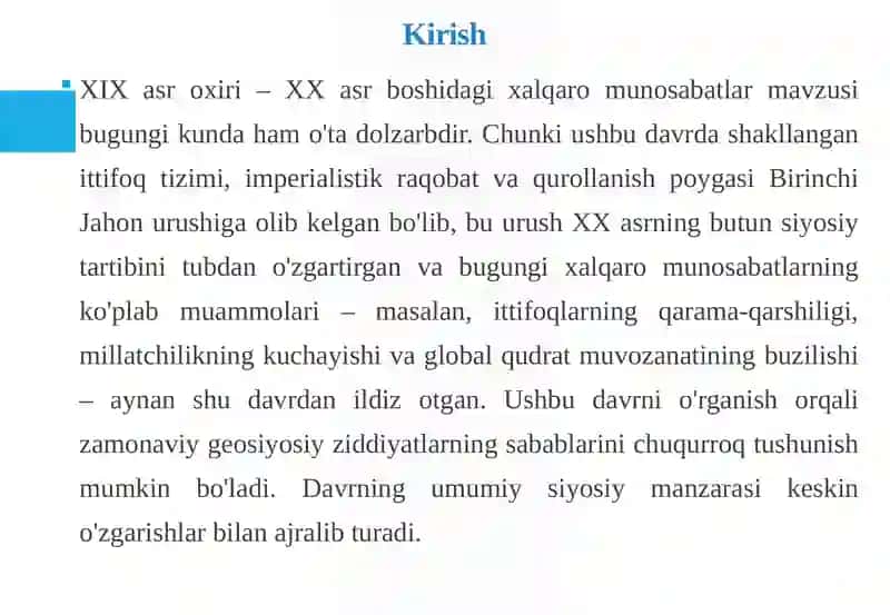 XIX asr oxiri – XX asr boshidagi xalqaro munosabatlar 3