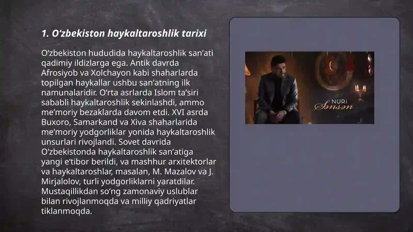 Oʻzbekiston haykaltaroshlik sanʼati 3