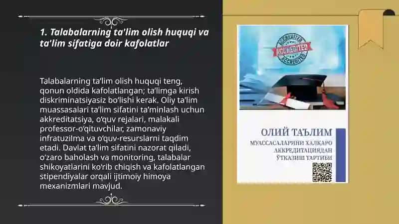 Oliy taʼlim muassasalari talabalarining huquq va majburiyatlari 3