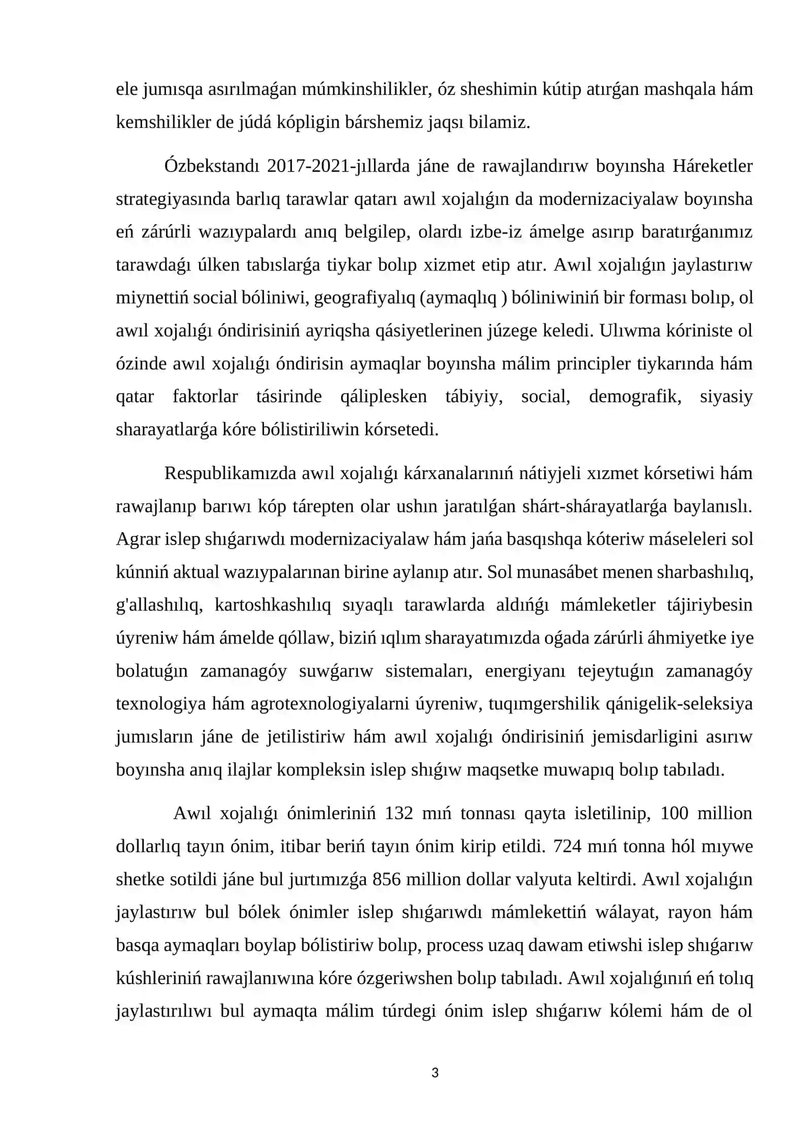 Awıl xojalıǵı hám sanaat tarawindagi ózgerisler 3