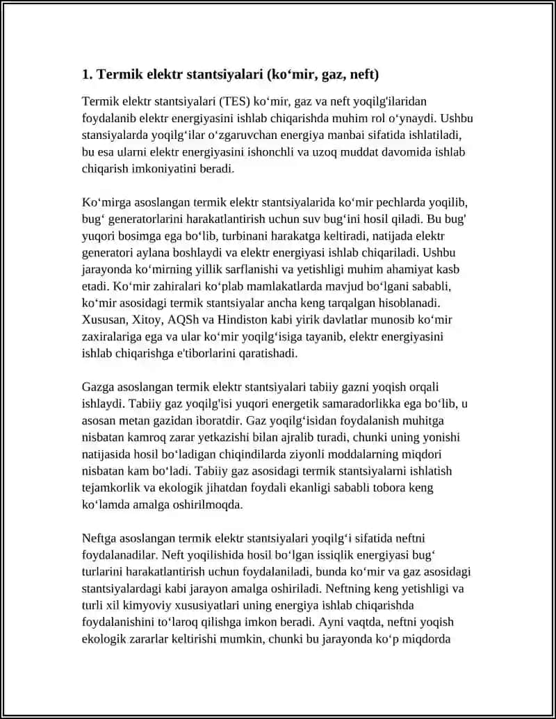 ELEKTR ENERGIYASINI ISHLAB CHIQARISH USULARI 3