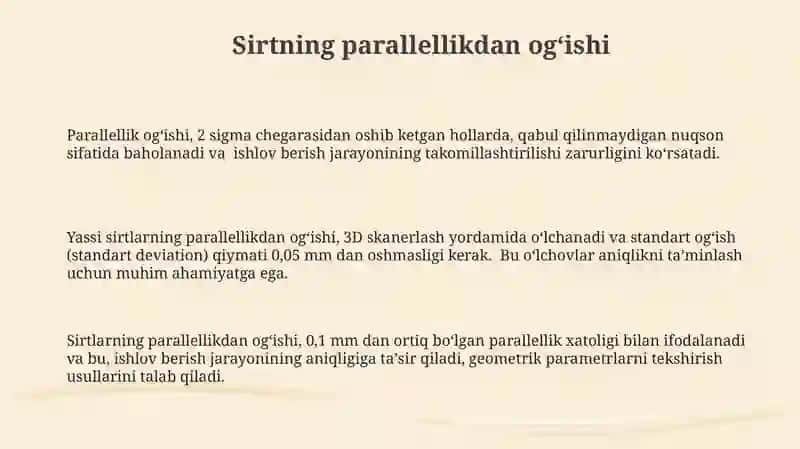 Detallar yuzalarini shakldan, joylashishdan og‘ishlari mavzusida taqdimot tayyorlash 3