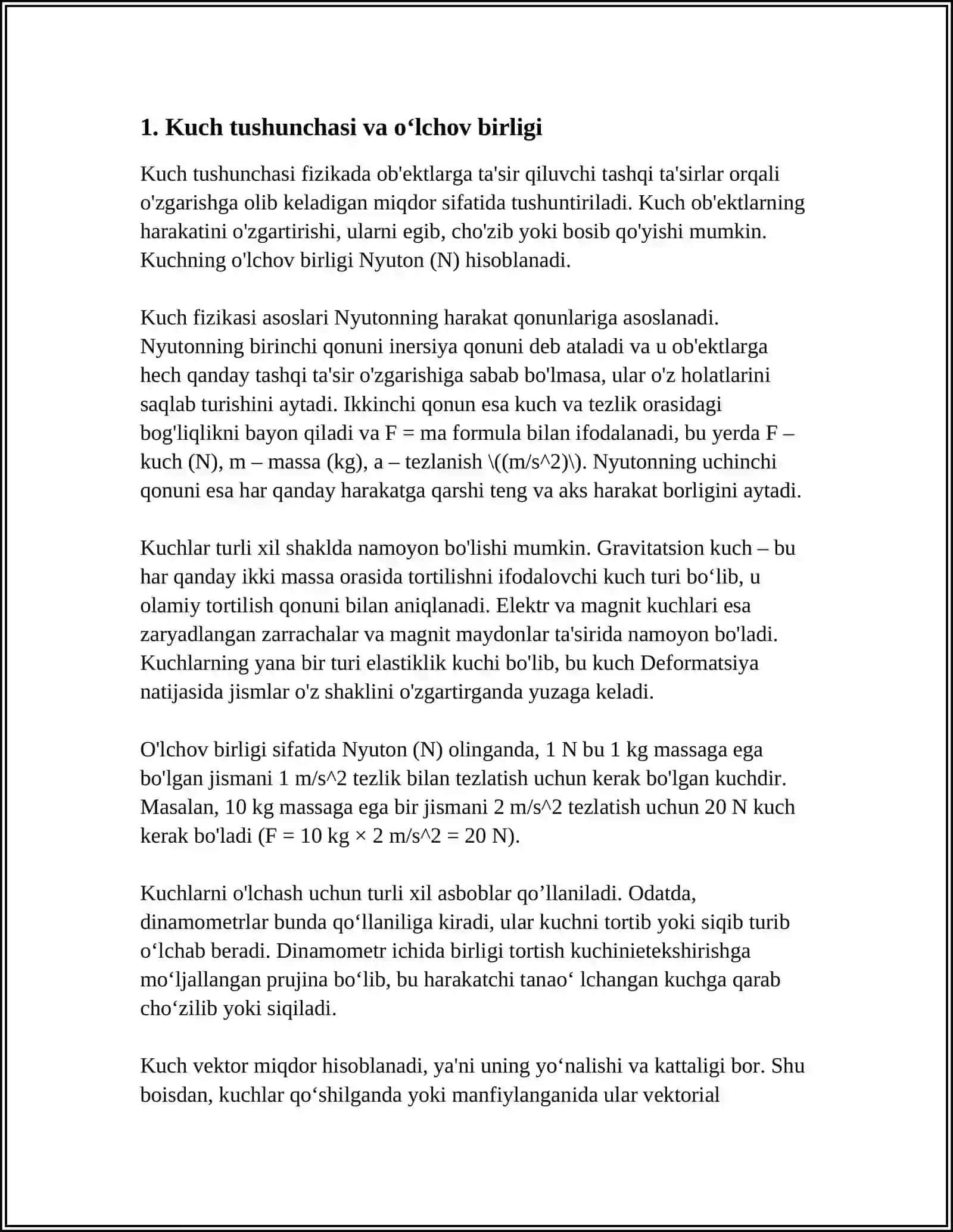 TABIATDA KUCHLAR. ELASTIK. OGʻIRLIK VA ISHQALANISH KUCHLARI 3