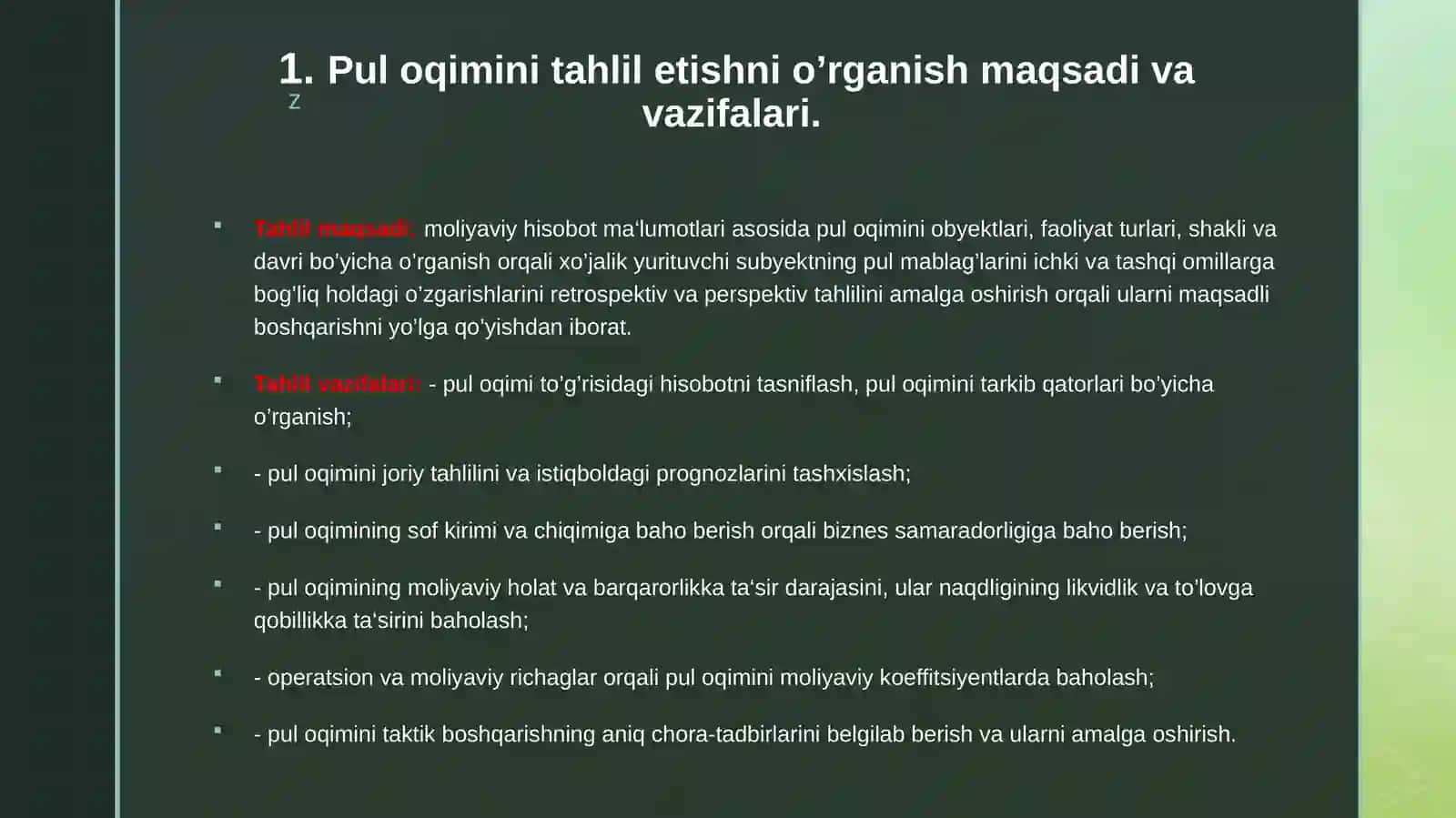 Pul oqimlari tahlili 3