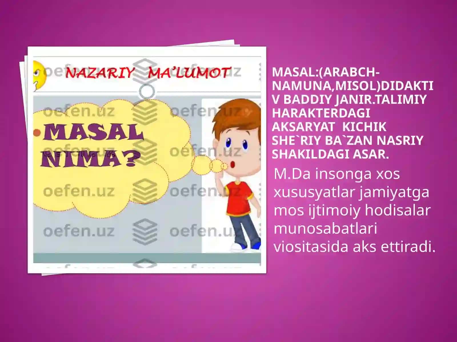 Masal, matal, va maqol mantiqiy fikrlarni rivojlantirish ahamiyati 3