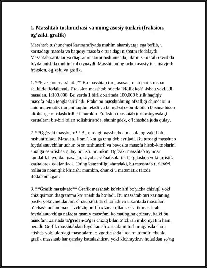 MASSHTAB TURLARI VA ULARNI XARITADA GRAFIK KURINISHGA BERISH 3