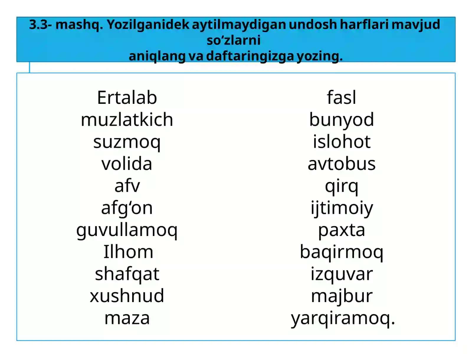 NUTQDAO‘ZGARUVCHI UNDOSHLAR 3