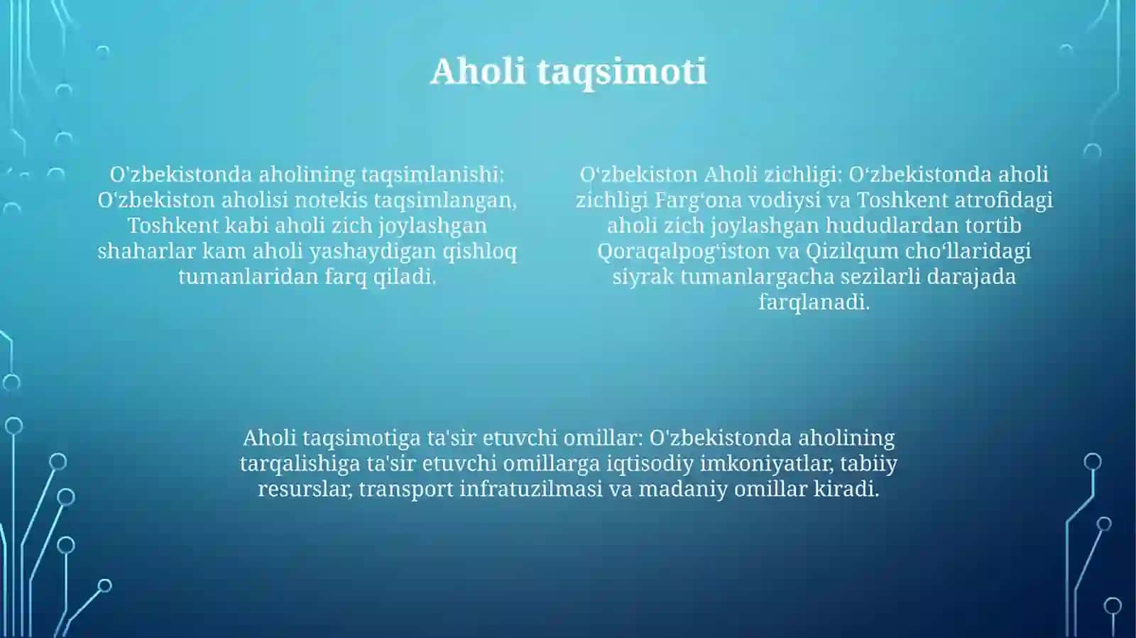 Õzbekiston AholisiVaJoylanishi 3