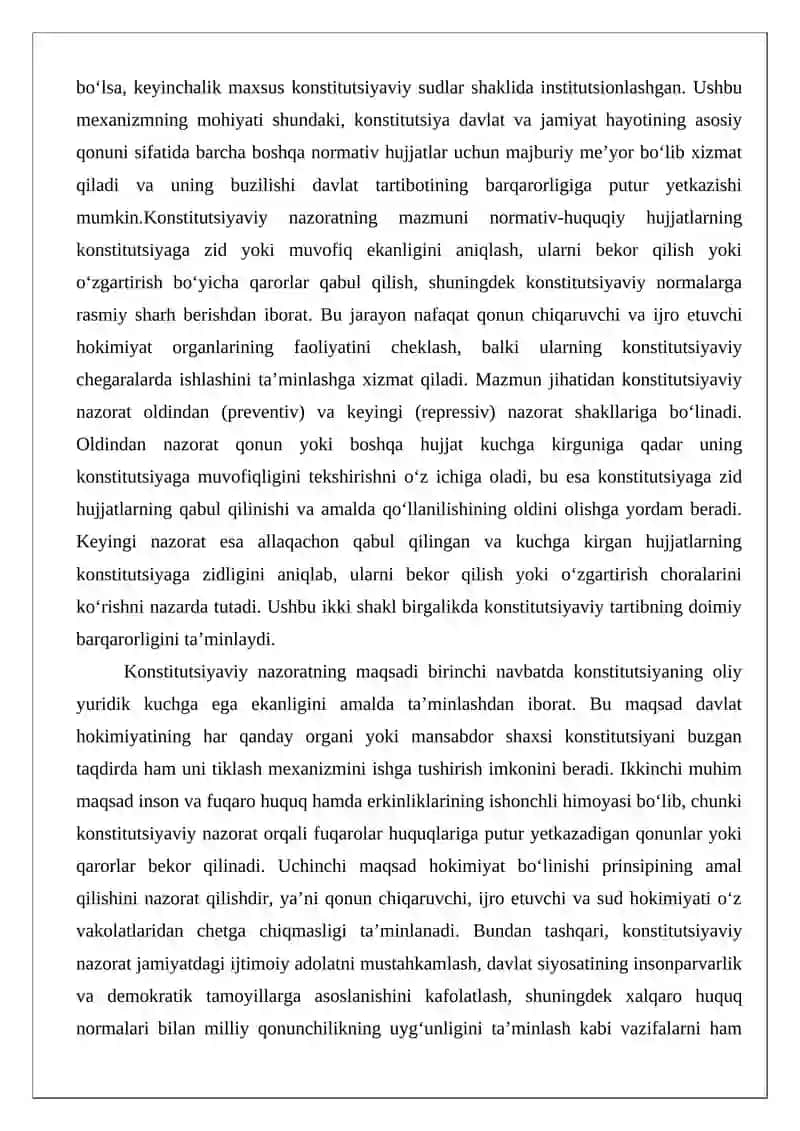 O‘zbekiston Respublikasida konstitutsiyaviy nazorat tushunchasi va uning amalga oshirilishi 3