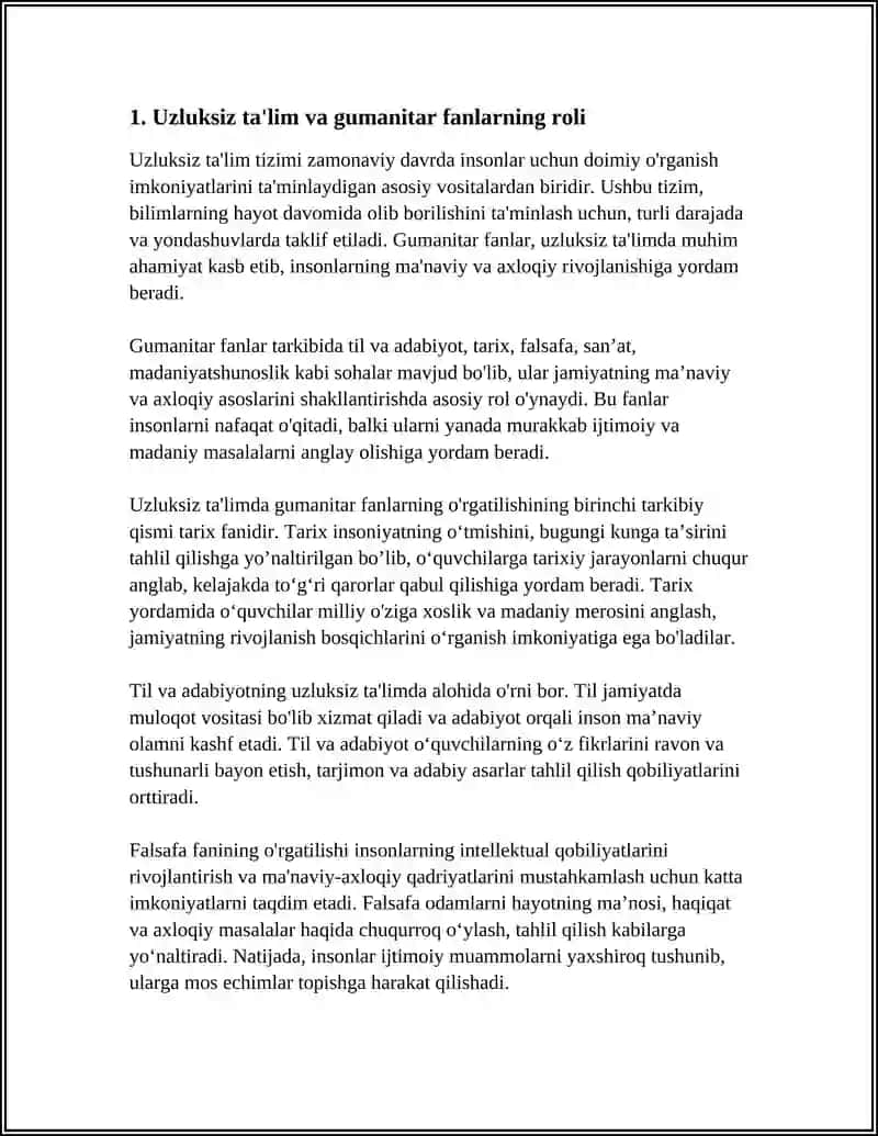 UZLIKSIZ TA'LIMDA GUMANITAR FANLARNI OʻQITISH TENDENSIYALARINI OʻRGANISH VA KONSPEKT QILISH 3