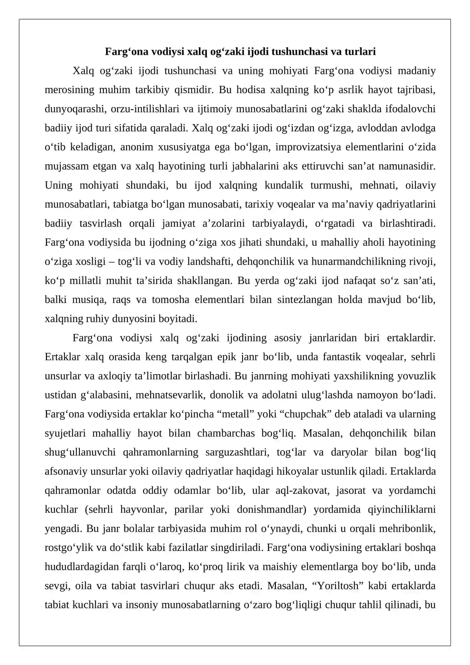 Farg‘ona vodiysi xalq og‘zaki ijodi namunalaridan to’plash va tahlil qilish 3