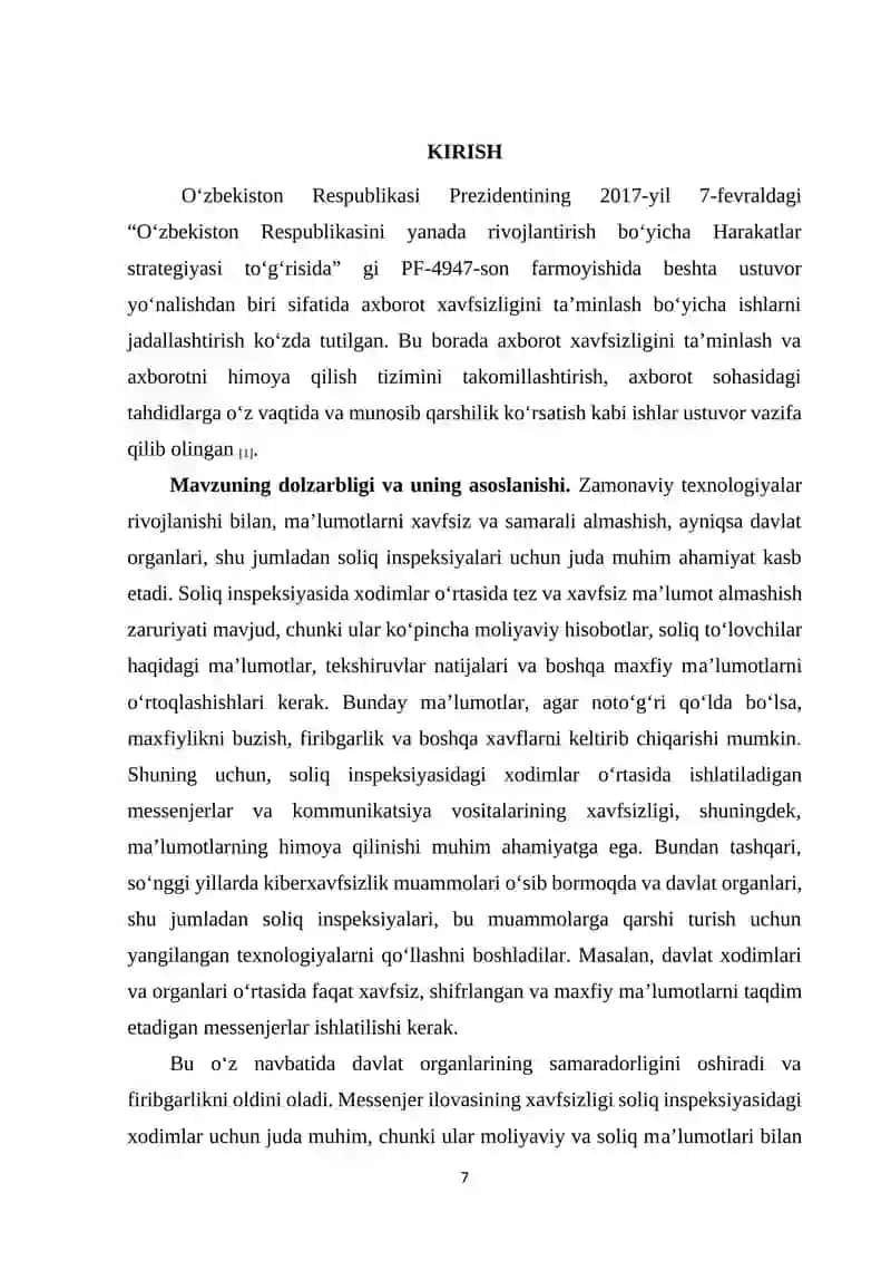 Soliq inspeksiyasida xodimlar uchun ma’lumotlarni xavfsiz almashuvchi messenjer ilova yaratish 3