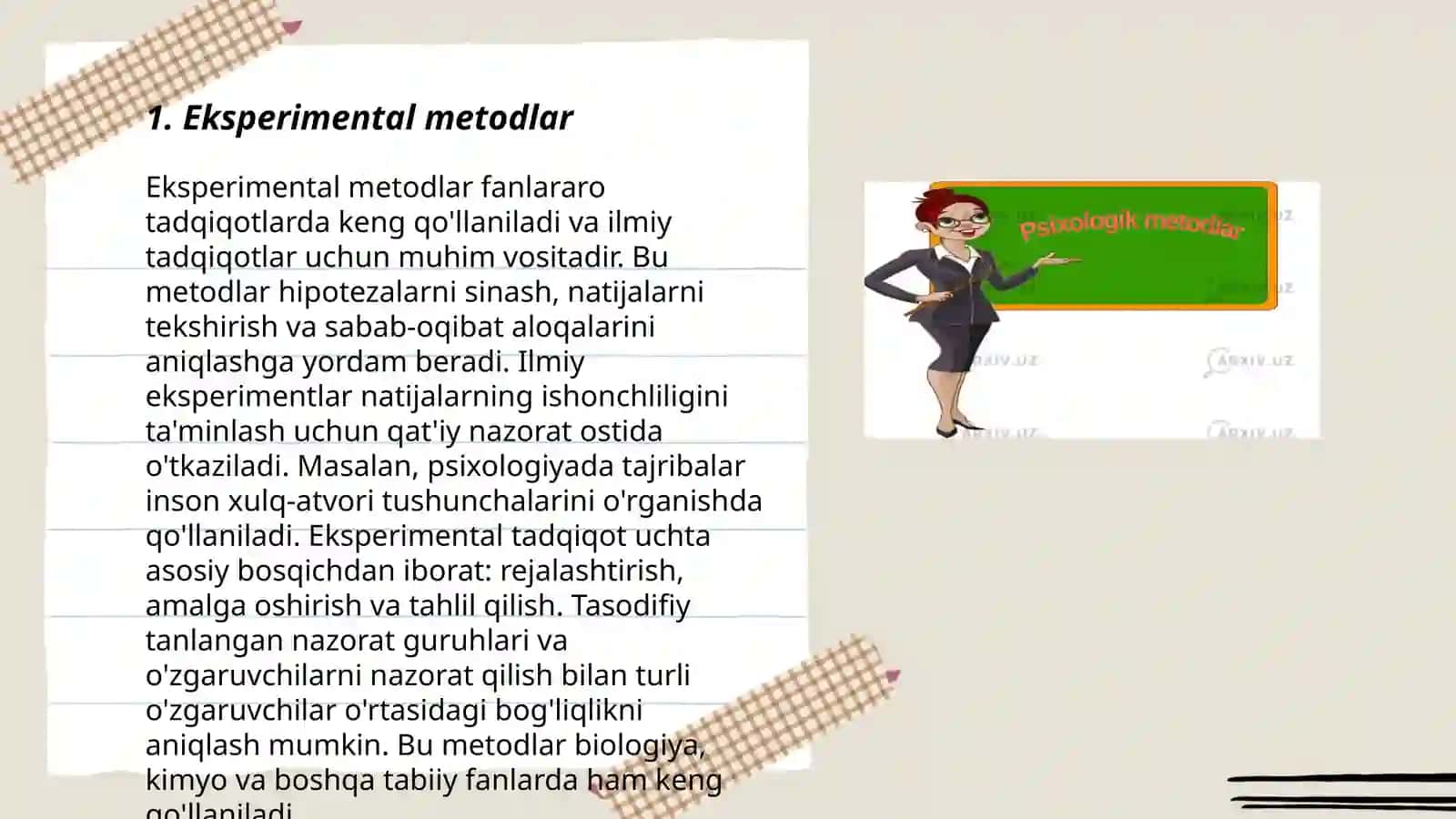 Hozirgi zamon psixologiyasining tadqiqot metodlari 3