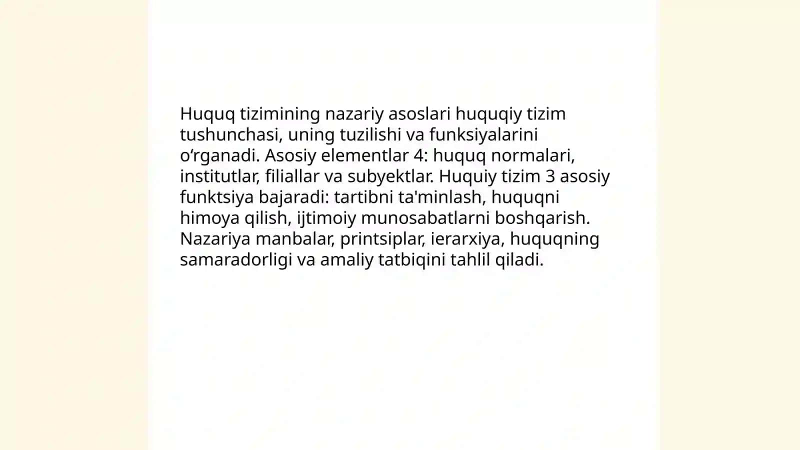 Huquq tizimi. Huquqni amalga oshirish. Huquq normalarini sharhlash 3
