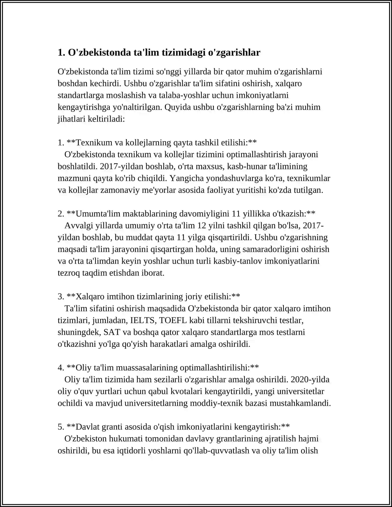 OʻZBEKISTONDA IJTIMOIY SOHADA AMALGA OSHIRAYOTGAN OʻZGARISHLAR MAZMUN VA MOHIYATI 3