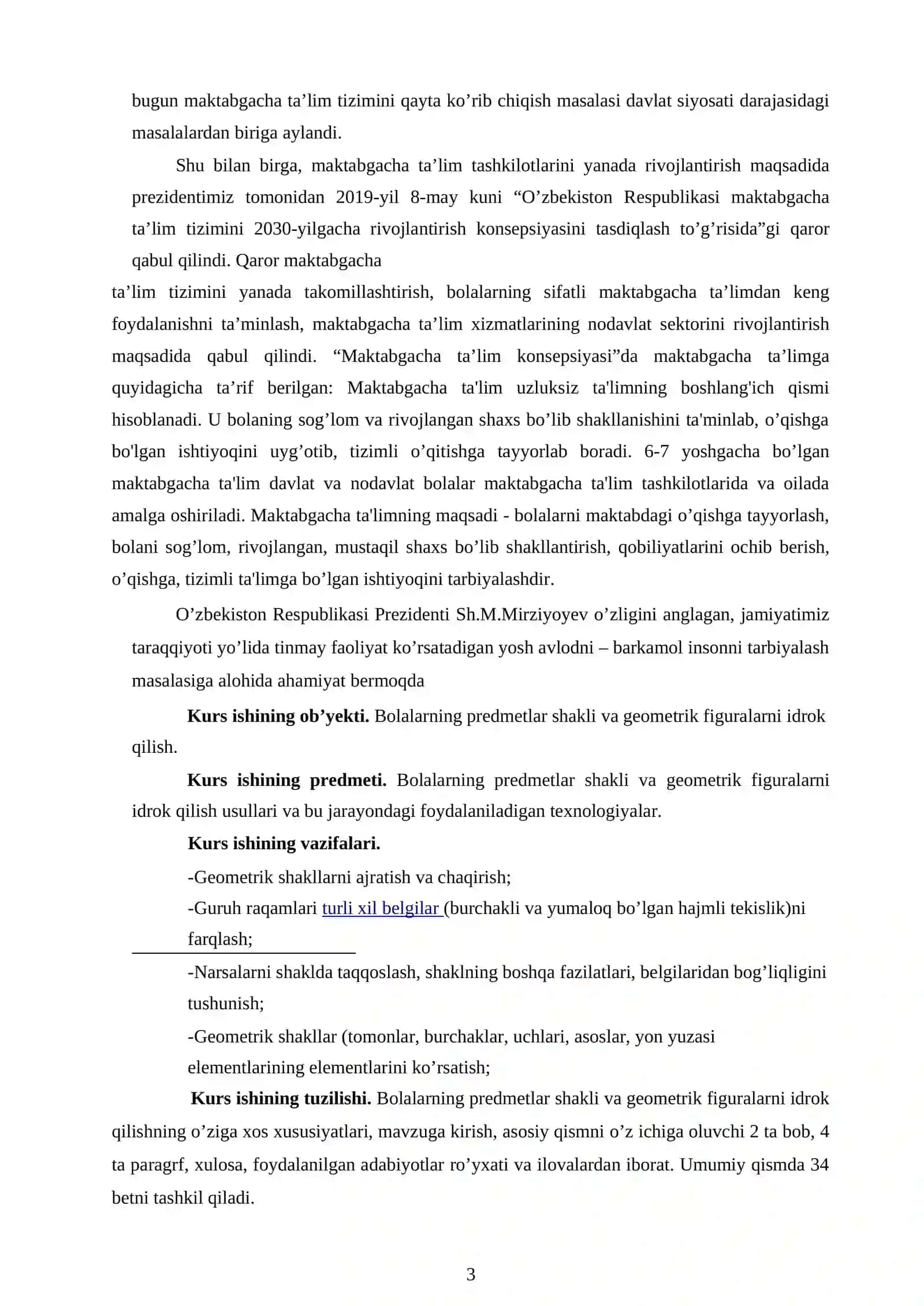 Doira, uchburchak, to’rtburchak shaklarini va hajmli shakllar shar, kub, silindr bilan tanishtirish 3