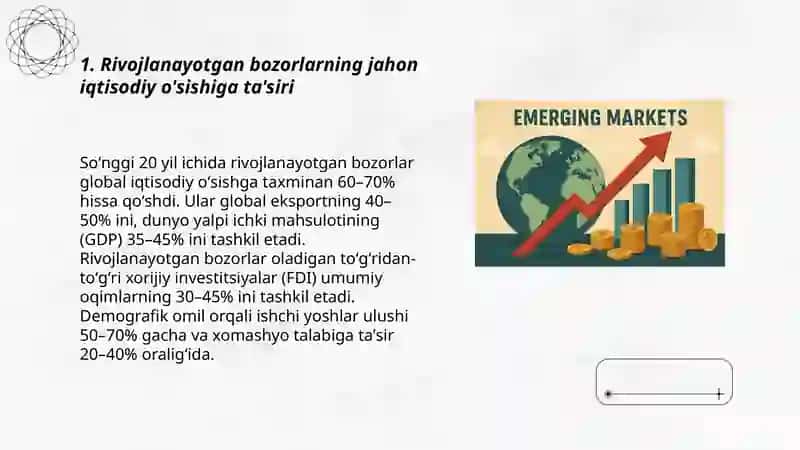 Rivojlanayotgan bozorlarning o’sishi dunyoga ta’siri 3
