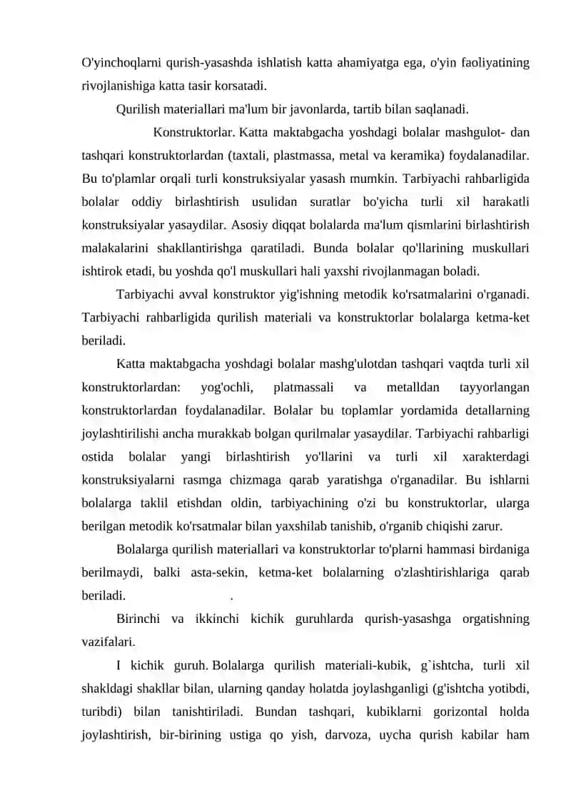 Qurish-yasash va uning bolalar tarbiyasida tutgano'rni 3