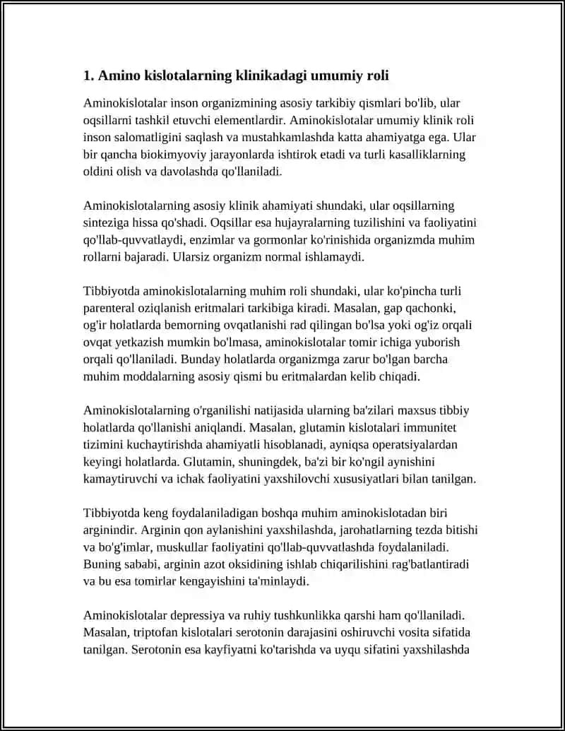 AMINO KISLOTALAR ULARNING KLINIKADA QULLANILISHI 3