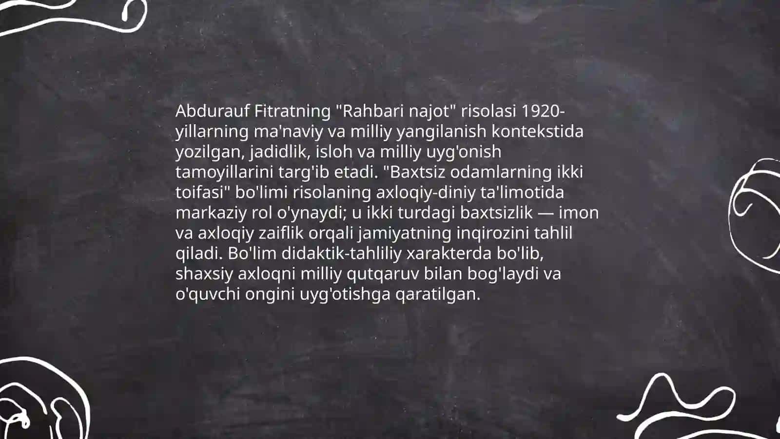 Abdurauf Fitratning "Rahbari najot" risolasidagi" Baxtsiz odamlarning ikki toifasiga"oid qarashlar 3