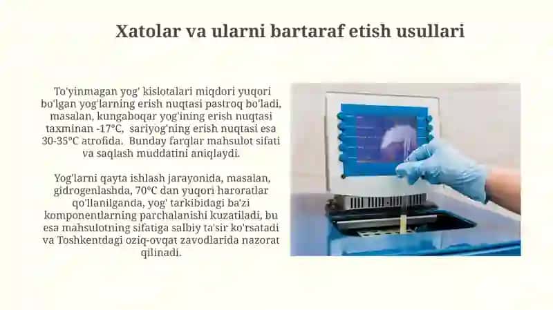 Yogʻlar va moylarning erish va qotish haroratini aniqlash 3