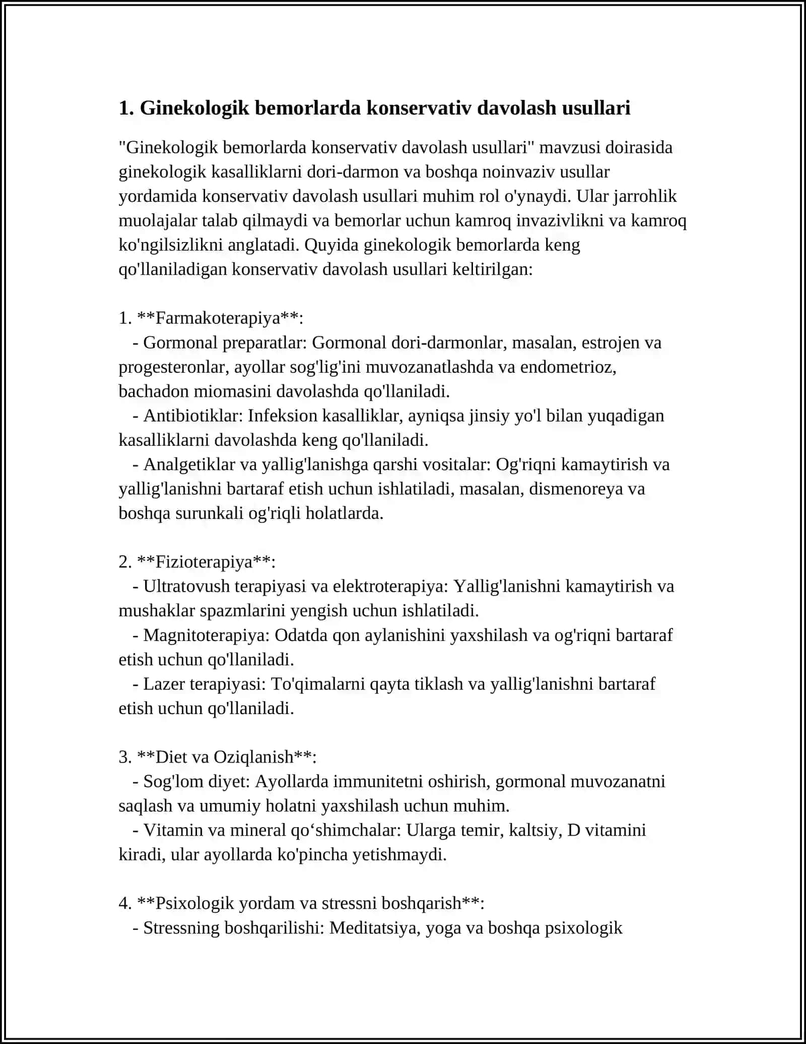 Ginekologik bemorlarda davo usullari 3