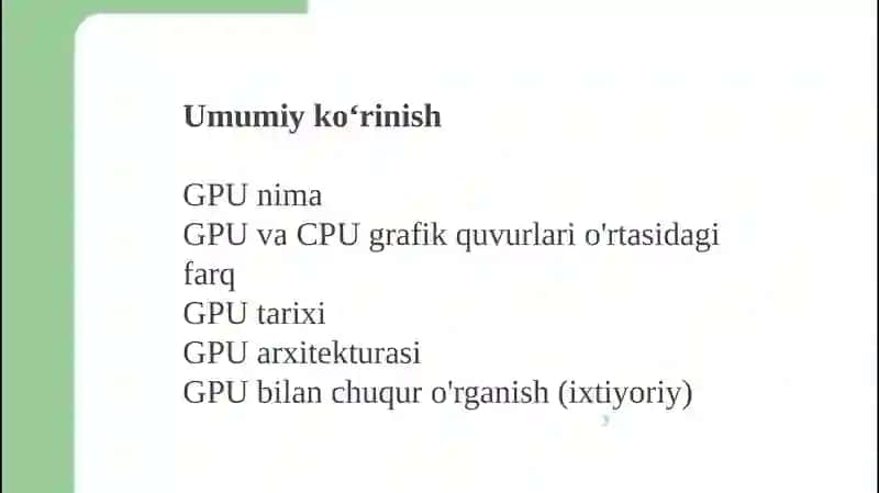 GPUarxitekturasivauningqo'llanilishi 3