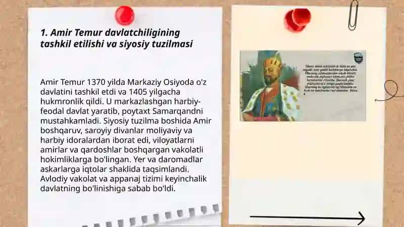 Amir Temur davlatchiligi O'rta Osiyoning xonliklarga bo'linib ketishi, uning sabab va oqibatlari 3