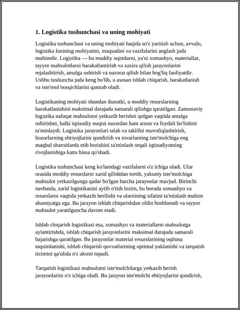 LOGISTIKA ASOSLARI FANINING MOHIYATI, MAQSADI VA VAZIFALARI 3