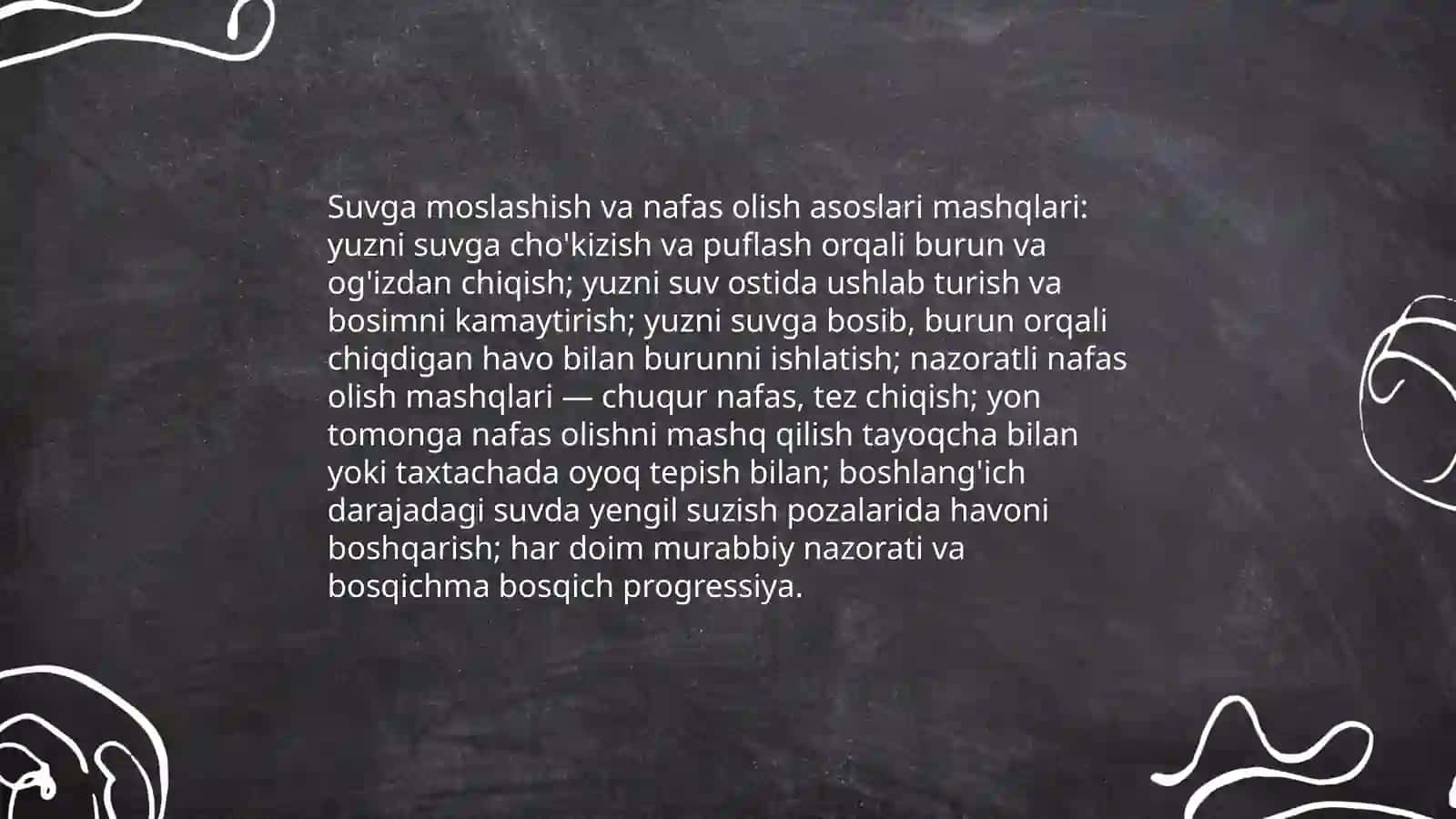 Suzishning usullarini o'rgatish va o'zlashtirish bo'yicha tayyorlov mashqlari 3