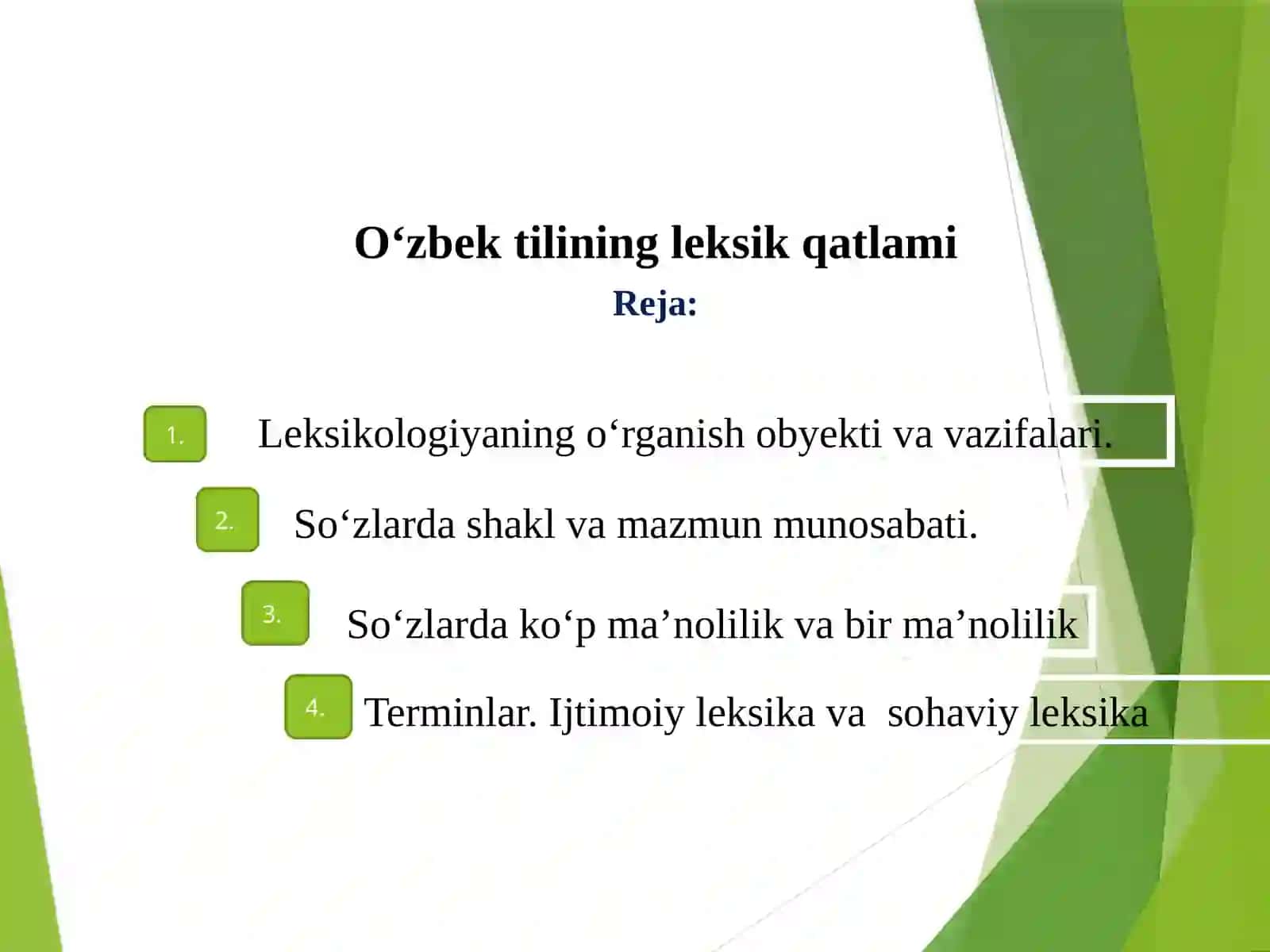 O‘zbektilinin leksik qatlami 3