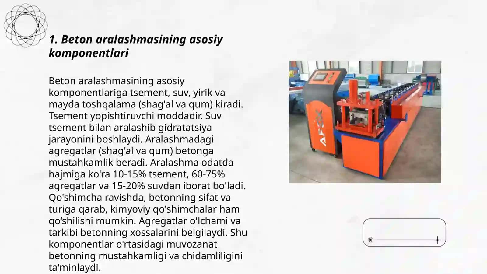 Betonning ishlab chiqarishdagi tarkibini aniqlash 3